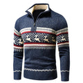 Carl - Langärmeliger Halber Reißverschluss Weihnachten Muster Pullover