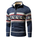 Carl - Langärmeliger Halber Reißverschluss Weihnachten Muster Pullover