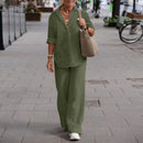 Marie – Zweiteiliges Set mit langärmligem locker sitzendem Hemd und Hose mit weitem Bein