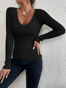 Salome - Lässiger Schlanke Passform V Ausschnitt Strickpullover mit langen Ärmeln