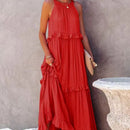 Lily – Elegantes Langes Ärmelloses Kleid Mit Rüschen