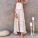 Lily – Elegantes Langes Ärmelloses Kleid Mit Rüschen