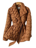 Elke - Langärmelig Gürtel Jacke Mit Taschen