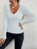Salome - Lässiger Schlanke Passform V Ausschnitt Strickpullover mit langen Ärmeln