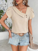 Zara - Elegance Locker Geschnittene Bluse Mit Kurzen Ärmeln