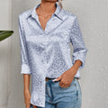 Zoana - Modische Umlegekragen Bluse mit luxuriösem Druck und langen Ärmeln