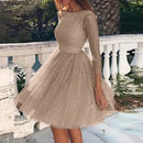 Freja – Elegantes Maxikleid mit Rundhalsausschnitt und langen Ärmeln