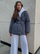 Talia - Warm Langärmelig Gürtel Mantel Mit Taschen
