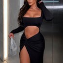Luna - Lässiges Langarmkleid mit Taillenausschnitten