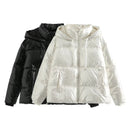 Freya - Langärmelige Puffer Kapuze Jacke Mit Reißverschluß