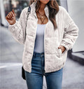 Clara - Langärmelig Reißverschluss Kordjacke Mit Taschen