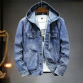 Anton - Langärmelig Kapuze Denim Jacke Mit Schaltflächen