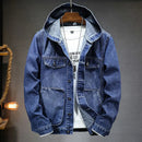 Anton - Langärmelig Kapuze Denim Jacke Mit Schaltflächen
