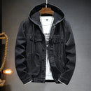 Anton - Langärmelig Kapuze Denim Jacke Mit Schaltflächen