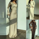 Annie – Elegantes Langes Vintage Kleid Mit Ausgestellten Ärmeln