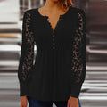 Karla - Elegante langärmelige Bluse mit Blumendruck V Ausschnitt und Knopfleiste