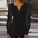 Karla - Elegante langärmelige Bluse mit Blumendruck V Ausschnitt und Knopfleiste
