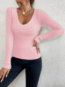 Salome - Lässiger Schlanke Passform V Ausschnitt Strickpullover mit langen Ärmeln