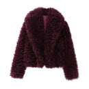 Mila - Langärmelig Große Aufschläge Flauschig Pelz Jacke