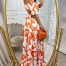 Jasmin – Stylisches Schulterfrei Maxikleid mit Ausgeschnitten und Print