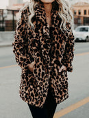 Isabel - Warmer Langärmelig Flauschig Leopard Druck Mantel