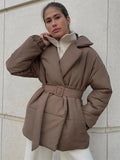 Talia - Warm Langärmelig Gürtel Mantel Mit Taschen