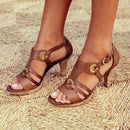 Elena - Riemchensandalen mit offenem Design und Blockabsatz