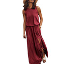 Laura - Lässiges ärmelloses Rundhals Maxikleid mit Schlitz und Taschen