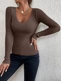 Salome - Lässiger Schlanke Passform V Ausschnitt Strickpullover mit langen Ärmeln