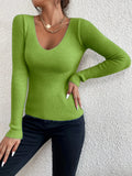 Salome - Lässiger Schlanke Passform V Ausschnitt Strickpullover mit langen Ärmeln
