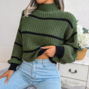Ella - Langärmeliger Rundhalsausschnitt Gestreift Strickpullover