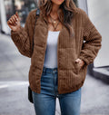 Clara - Langärmelig Reißverschluss Kordjacke Mit Taschen