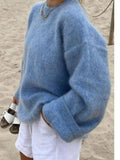 Mia - Langärmelig Rundhalsausschnitt Lose Passform Pullover