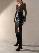 Frieda – Stylischer Hohe Taille Rock mit Seitenschlitz