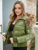 Anna - Langärmelige Kunstpelz Kapuze Jacke Mit Reißverschluß