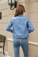 Zoe - Langärmelige Reverskragen Denim Jacke Mit Taschen