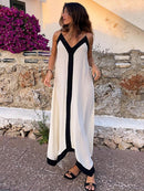 Samira - Elegantes Maxikleid Mit Tiefem V Ausschnitt
