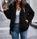 Clara - Langärmelig Reißverschluss Kordjacke Mit Taschen