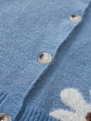 Emilia - Langärmelig V Ausschnitt Blumendruck Strickjacke Mit Knöpfen