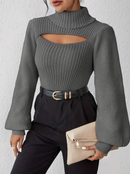 Ava - Lässiger Langärmelig Hoher Hals Ausgeschnitt Pullover