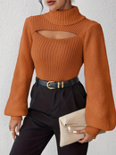 Ava - Lässiger Langärmelig Hoher Hals Ausgeschnitt Pullover