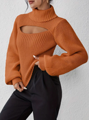 Ava - Lässiger Langärmelig Hoher Hals Ausgeschnitt Pullover