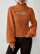 Ava - Lässiger Langärmelig Hoher Hals Ausgeschnitt Pullover
