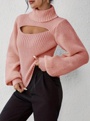 Ava - Lässiger Langärmelig Hoher Hals Ausgeschnitt Pullover