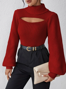 Ava - Lässiger Langärmelig Hoher Hals Ausgeschnitt Pullover