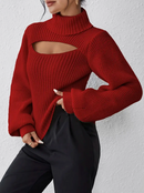 Ava - Lässiger Langärmelig Hoher Hals Ausgeschnitt Pullover