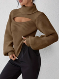 Ava - Lässiger Langärmelig Hoher Hals Ausgeschnitt Pullover