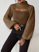 Ava - Lässiger Langärmelig Hoher Hals Ausgeschnitt Pullover