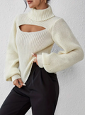Ava - Lässiger Langärmelig Hoher Hals Ausgeschnitt Pullover