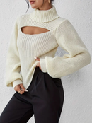Ava - Lässiger Langärmelig Hoher Hals Ausgeschnitt Pullover
